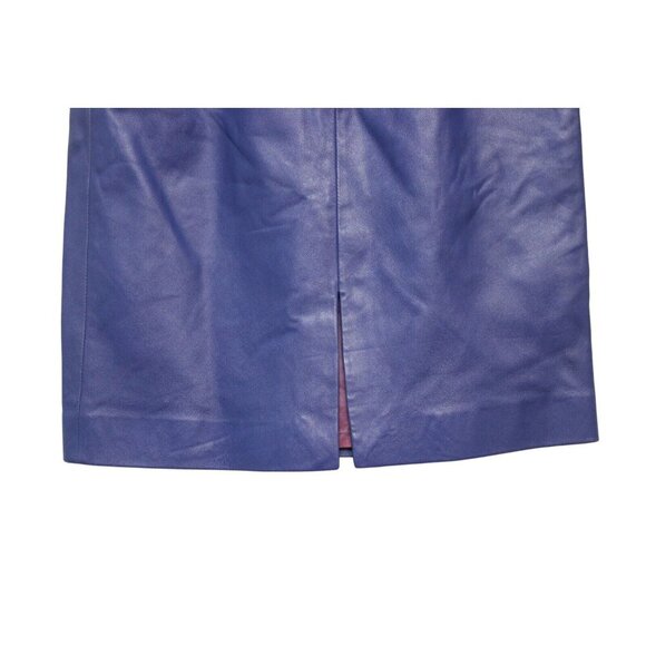 Vintage 80s 90s Genuine Leather Skirt Size 8 Blue Purple Glam Rock Retro Punk - Picture 10 of 13